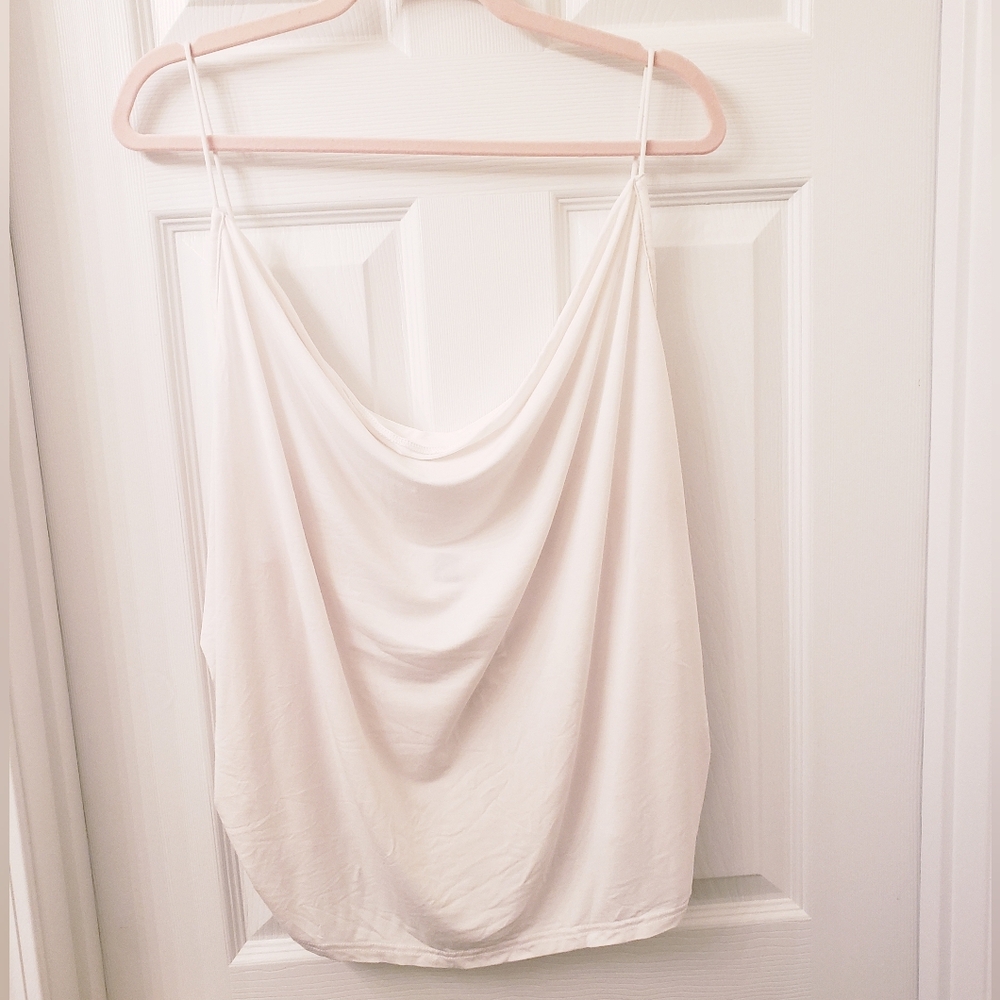White Cowl Neck Camisole –  High-low Minimalist, Chic, Lightweight